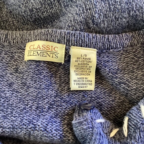 Classic Elements Christmas Holiday Winter Cardigan Sweater‎ Size Large Snowflake - Picture 10 of 10